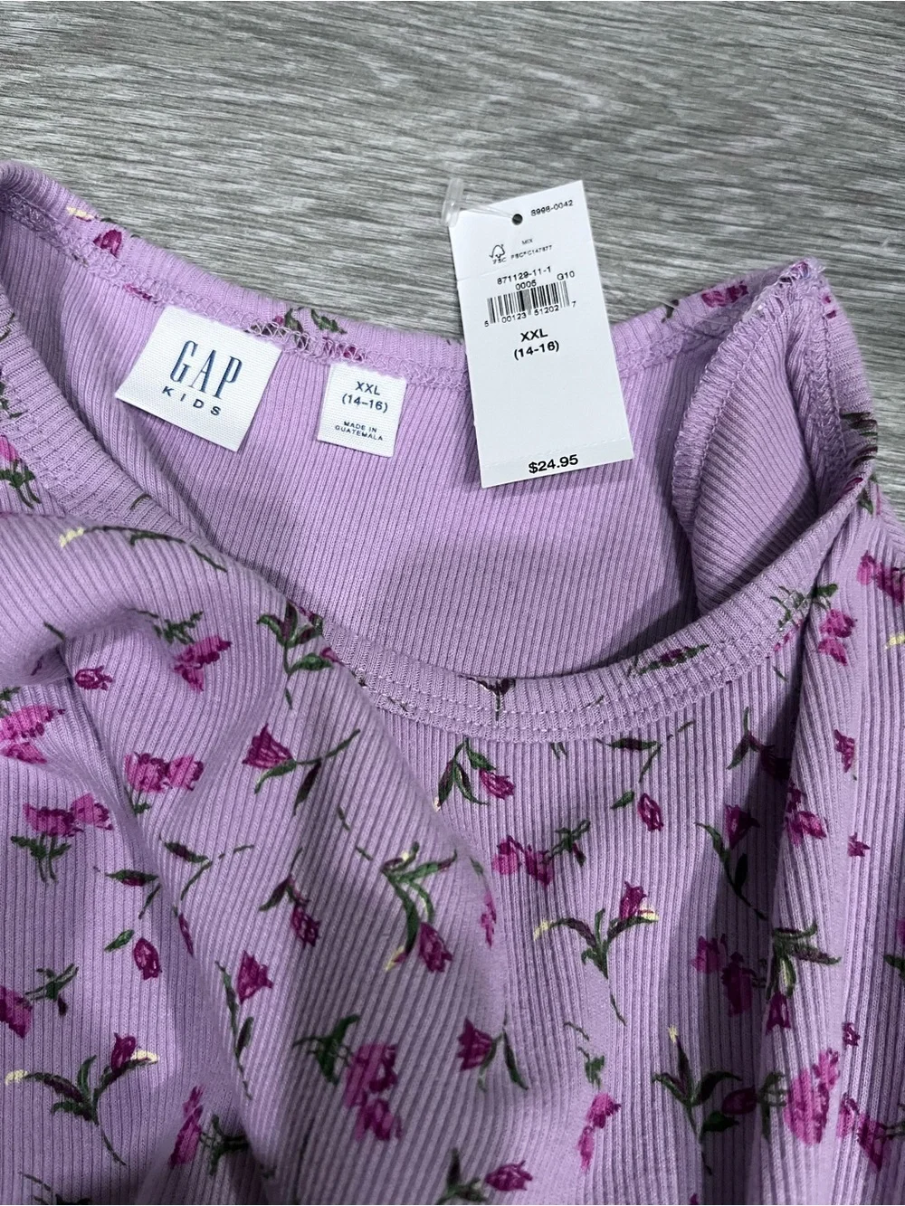 GAP Lilac Tee with Pink Floral Print